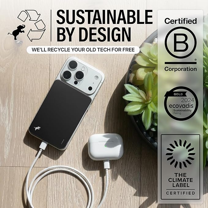 Nimble Champ Wireless 5K Portable Charger for Back of Phone, 5,000mAh Magnetic Wireless Power Bank, Qi2 Certified Fast Charging, Slim MagSafe-Compatible Battery Pack for iPhone 17/16/15/14 Series