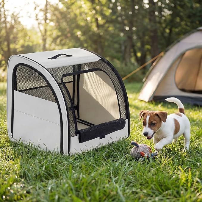 1 Pack Enclosed Dog Car Seat Carrier for Small Medium Dogs Cats 19.5 x 19 x 20 in Soft Sided Pet Travel Crate Kennel for Back Seat Breathable Mesh Windows, Foldable Kennel with Pad and Pocket