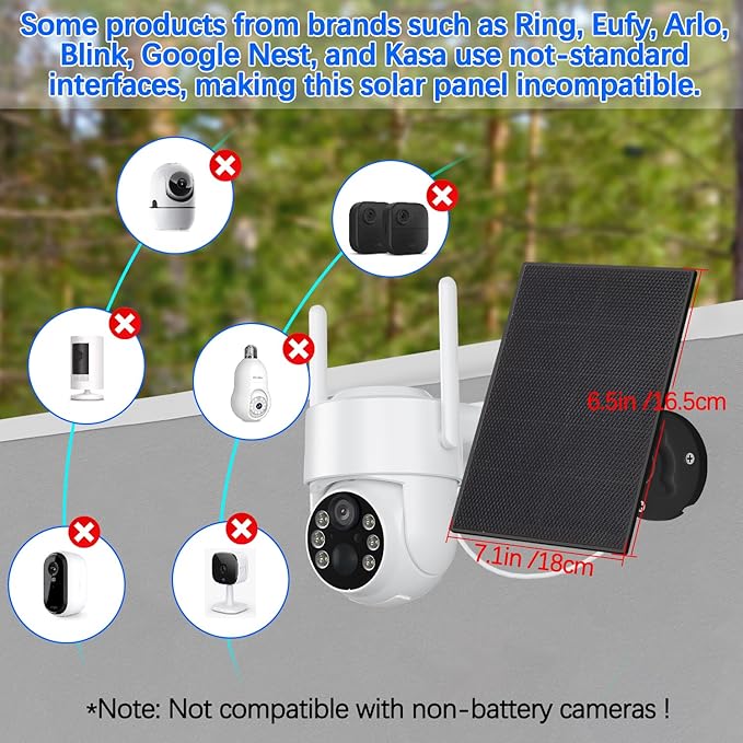 4W Solar Panels for Smart Security Camera, 2-Pack Solar Panels with Micro USB & USB-C Port for DC 5V Outdoor Rechargeable Battery Camera, IP65 Waterproof, 360° Adjustable Security Mount, Black