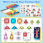 Magnetic Tiles Magnetic Blocks Building Toy: Portable Mini Magnetic Tiles Travel Set 48 Pieces Montessori Toys Birthday Gift for Kids Girls and Boys Ages 3-12 Years Old Preschool Classroom Must Haves