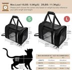 Dog Carrier for Pets, Up to 25 Lbs, Collapsible Travel Carriers for Puppy with Shoulder Strap and Removable Mat, 20x13x13 Inch, Black