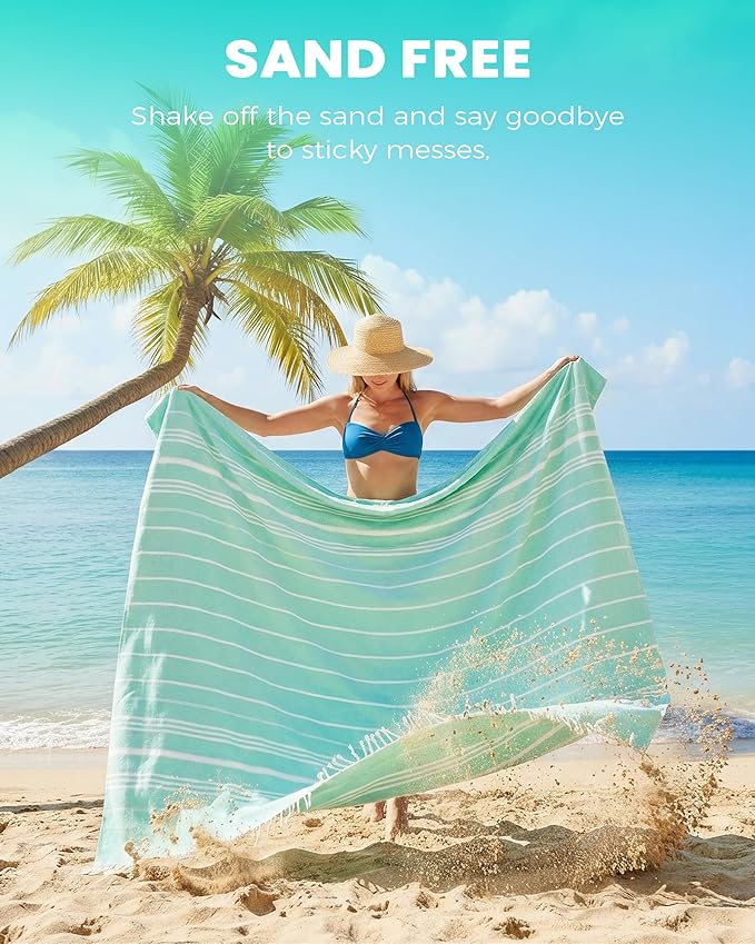 Giant Huge Thin Boho Throw Blanket Turkish Beach Blanket Towel Jumbo Extra Large XL XXL Big Oversized Outdoor Picnic Accessories Airplane Travel Essentials Camping Gears Must Haves Yard Yoga Mat Aqua