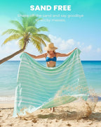 Giant Huge Thin Boho Throw Blanket Turkish Beach Blanket Towel Jumbo Extra Large XL XXL Big Oversized Outdoor Picnic Accessories Airplane Travel Essentials Camping Gears Must Haves Yard Yoga Mat Aqua