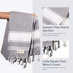 Cotton Turkish Beach Towel with Towels Oversized 36"x72" Pool Absorbent Extra Large Quick Dry Sand Travel Towel (Grey, 2 Pack)
