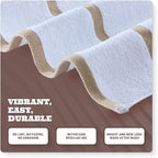 White Classic Cotton Pool Towels Oversized 35 x 70 Inches, Ultra Absorbent and Low Lint Striped Beach Towels for Adults, Stripes Design Luxury Extra Large Bath Towels, Cream Beige, 3 Pack
