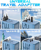 35W USB-C Travel Adapter Fast Charging for Laptop Phone, Universal Power Adapter with 5 Ports +2500W AC Outlet, International Plug Adapter Compatible for MacBook iPhone iPad Travel 200+ Countries