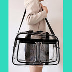 Large Clear Tote Bag 20” for Duffle, Clear Carry On Beach Bag for Travel Work, Big Transparent See Through Plastic Bags for Gym Toiletry Makeup Organizer