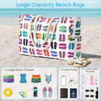 Becokan Beach Bags for Women Large Waterproof Beach Tote Bag Zipper Beach Bags Waterproof Sandproof Swim Pool Bag Large Tote