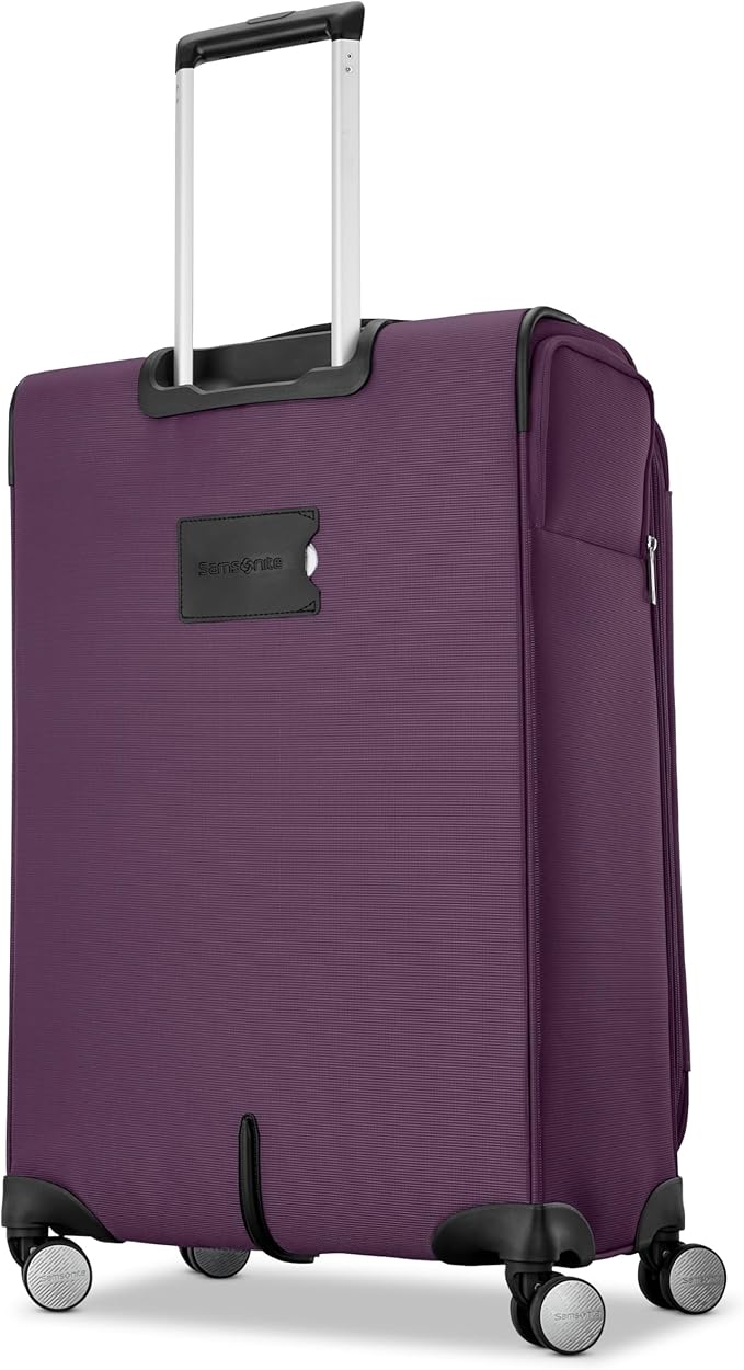 Samsonite 2-PC Soft-Sided 21/25” (Carry-On & Medium Checked), Lightweight Expandable Element Luggage Set: 2 Front Pockets & Side Pocket, Four Spinner Wheels, Adjustable Handle, Durable- Purple