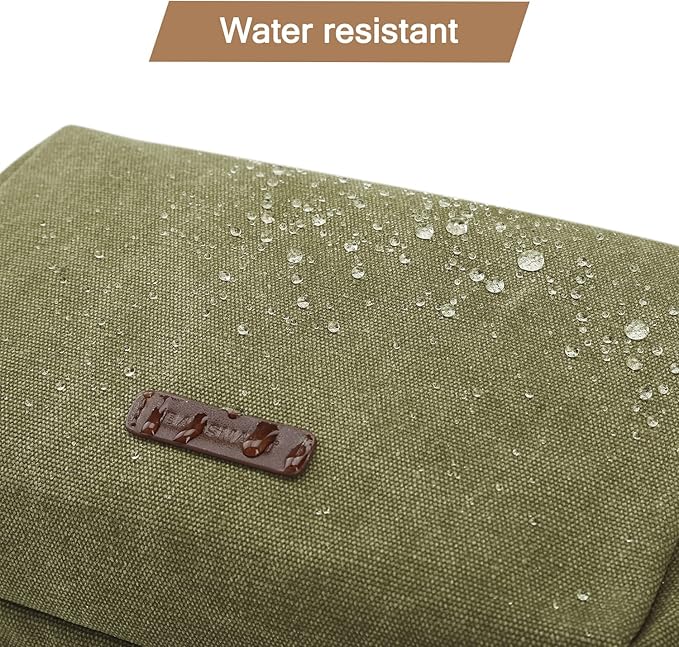BAGSMART Toiletry Bag for Men, Canvas Travel Toiletry Organizer Dopp Kit Water-resistant Shaving Bag for Toiletries Accessories,Green-Large