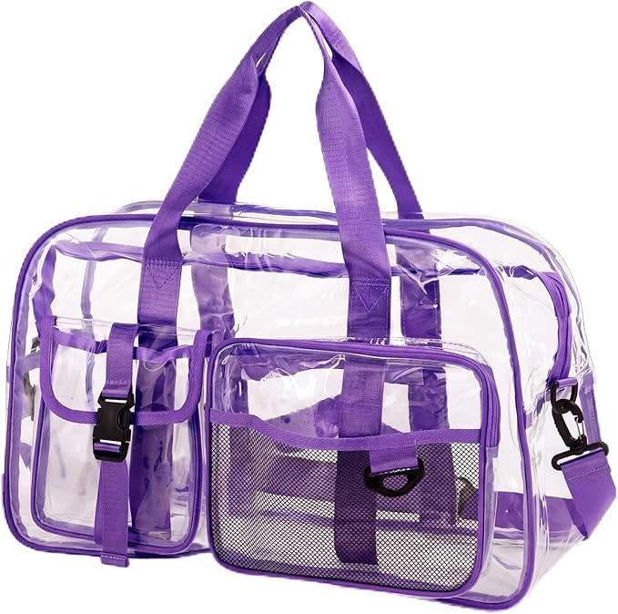 Abbylike Clear Bag Large Heavy Duty Tote for Stadium Events 20" Duffle Transparent Gym Bag for Sport Event Travel Makeup Work