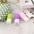 Mziart Travel Bottles for Toiletries, TSA Approved 2oz Silicone Travel Size Containers, 3 Pack Leak-Proof Squeezable Refillable Shampoo and Conditioner Bottles (Pink, Purple, Green)