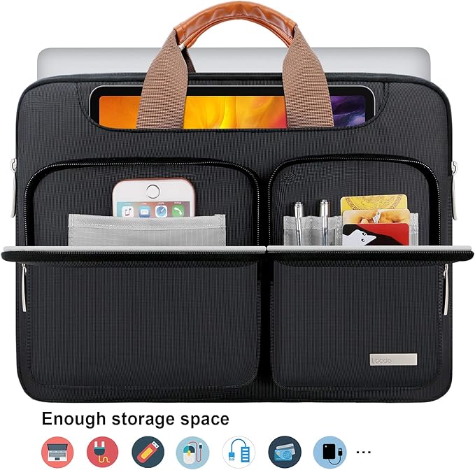 Lacdo 360° Protective Laptop Shoulder Bag for 13 inch MacBook Air M5 A3449 (2026), M4 A3240 2025, M3 A3113, M2 A2681, M1 A2337 A2179 A1932, 13 inch MacBook Neo A18 Pro A3404 (2026) Computer Bag, Black