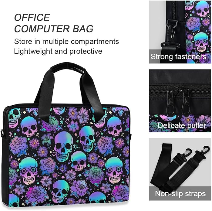 MNSRUU Laptop Bag for 15.6 inch Black Gothic Bats