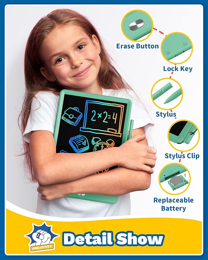 TEKFUN Kids Toys Toddlers Toys for Boys and Girls, 8.5in LCD Writing Tablets Drawing Pad for Kids, Light Doodle Pad Drawing Board for Toddlers, Gifts Toys for 3 4 5 6 7 Year Old Girls Boys(Green)