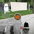 Vigorport Outdoor Retractable Clothesline, Portable Travel Clothes Line, Heavy Duty Rope Pully System with Metal Carabiner & Nylon Coating Wire Ropes for Camping, RV, Backyard（40Ft）