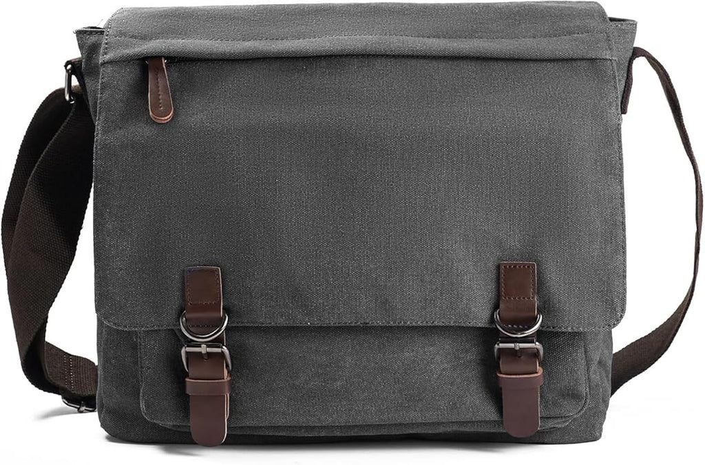 Evergoo Vintage Messenger Bag Unisex Shoulder Bags Canvas Satchel Cross Body Work Satchel Briefcase for 15.6 Inch Laptop