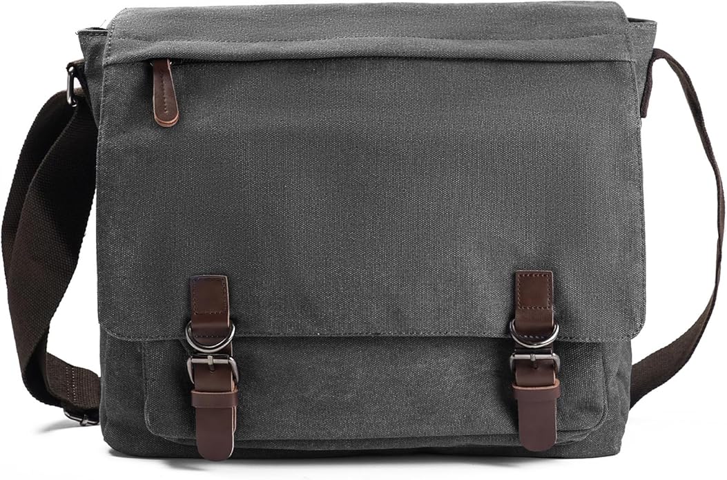 Evergoo Vintage Messenger Bag Unisex Shoulder Bags Canvas Satchel Cross Body Work Satchel Briefcase for 15.6 Inch Laptop