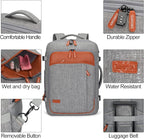 Lumesner Carry on Travel Backpacks, Extra Large 40L Flight Approved Bag for Men & Women,Expandable Suitcase Backpack With 4 Packing Cubes,Water Resistant Luggage Daypack Business Weekender Bag, Grey