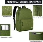 SUPACOOL Casual Laptop Backpack for Men and Women, Backpack for College, USB Charging Port, Lightweight Pack Back(Olive)