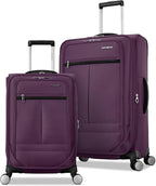 Samsonite 2-PC Soft-Sided 21/25” (Carry-On & Medium Checked), Lightweight Expandable Element Luggage Set: 2 Front Pockets & Side Pocket, Four Spinner Wheels, Adjustable Handle, Durable- Purple