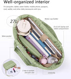Puffer Tote Bag for Women, Lightweight Puffy Tote with Compartments, Shoulder Bag Crossbody Bags for Women Travel, Work, Gym