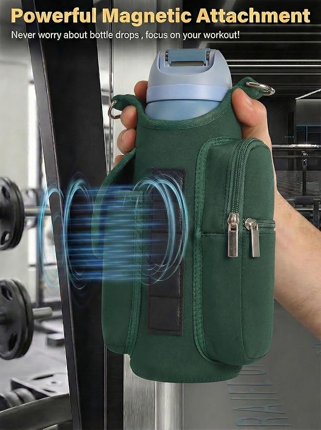 AUPET Magnetic Gym Bag for Men & Women, Small Gym Bag Organizer, Crossbody Magnets Gym Water Bottle Bag Holder Carrier Fits for 18-40oz Owala Yeti Hydro Flask, Workout Pouch for Phone, Keys & Wallet