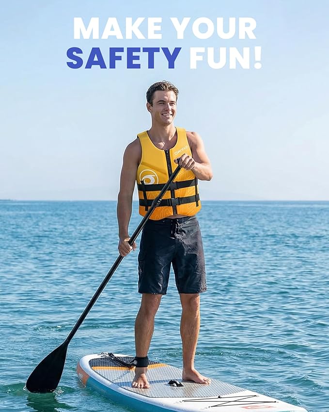 Owntop Swim Vest Adult Water Sport Vest Neoprene Floaties for Swimming, Boating, Kayaking, Fishing | Adjustable Zipper Dual Buckle Foldable Buoyancy Jacket