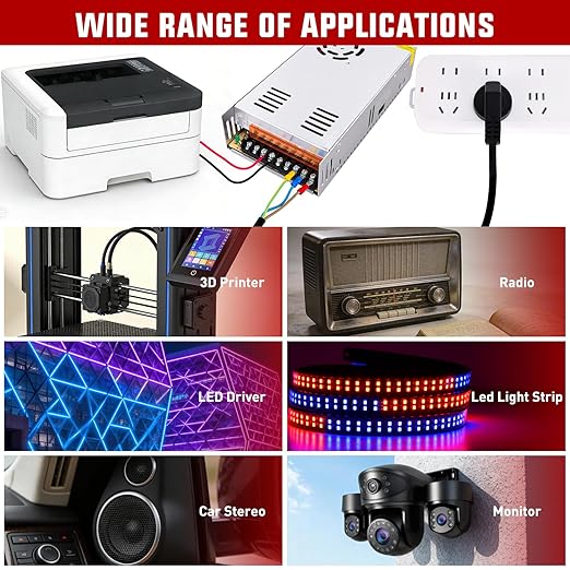 Nilight AC 110V/220V to DC 12V Voltage Converter 50A 600W Switching Power Supply Adapter Transformer Low Voltage Output LED Driver for LED Strip Light Radio CCTV Camera Security Video System