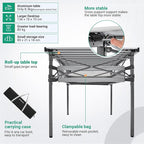 KingCamp Folding Camping Table, Portable Camp Table Foldable Aluminum Roll Up Seamless Desktop with Storage and Tall Legs for Outdoor Backyard Picnic