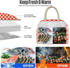 douyadady Lunch Bag Women/Men Lunch Box Women/Men (Red+Beige Checkerboard)