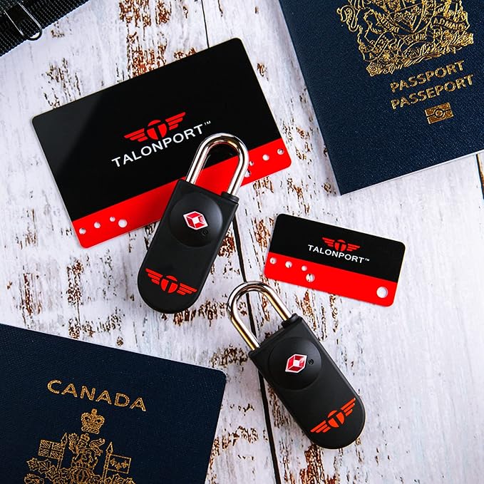 TSA Locks for Luggage – Keyless Luggage Locks TSA Approved, No Combination Needed, Lifetime Card Keys, Durable Metal Suitcase Lock for Travel Essentials & Checked Bags (Black, Two Pack)
