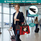 PetAmi Airline Approved Pet Carrier for Cats & Small Dogs, Soft Sided TSA Travel Carrier Bag with Sherpa Bed, Breathable Mesh Ventilation, Collapsible Bowl, Fits Under Seat, Up to 18 lbs, Small Red