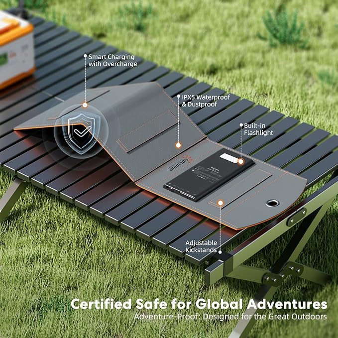SOLUPUP 10000mah Solar Charger Power Bank, 30W Foldable Portable Solar Panel, Fast Charging with 1 Type-C & 2 USB-A Ports, Ipx5 Waterproof, for Phone, Tablets & Multiple Devices, Camping Outdoor Use