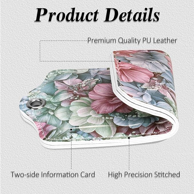 Luggage Tags for Suitcases, 2 Pack Cute PU Leather Luggage Tag TSA Approved with Stainless Steel Loop and Address Card Baggage Tag for Travel&Cruise Ships&Shipping Happy Flower, by Chelmon