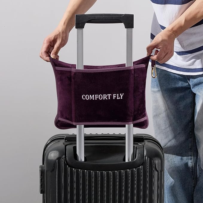 Comfort Fly Travel Blanket & Pillow – 2-in-1 Micro Plush Airplane Blanket with Carry Case (40" x 70") - Plum