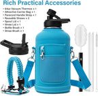 DYSANKY Insulated Water Bottle | Thickened Stainless Steel Vacuum Metal | Portable Sports Half Gallon Large Water Jug for Gym and Hiking with Straw, Carrier Bag, Handle Strap | BPA-Free 64 oz
