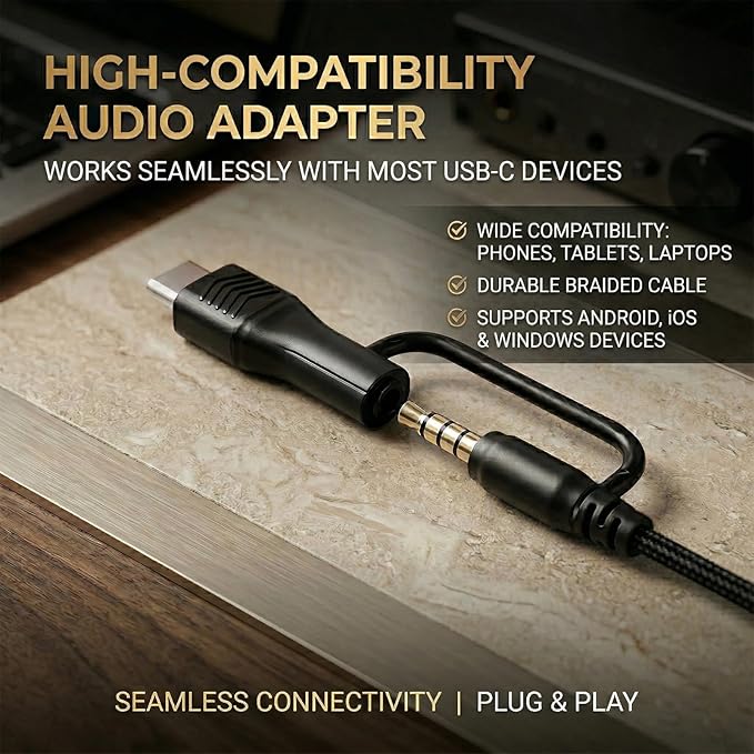 Wired Headphones for Adults, Premium Over-Ear Headset with Hi-Fi Stereo Sound, Noise-Isolating Ear Cushions, Lightweight Comfortable Design, Tangle-Free Cable, Ideal for Work, Travel, Daily
