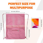 NATURAL STYLE Mesh Drawstring Backpack Bag, Gym Sports Bag with Zipper Pocket Bottle Holder, String Beach Bag for Swiming Travel (Pink)