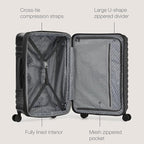 U.S. Traveler Boren Expandable Hardside Rugged Travel Luggage with 8 Spinner Wheels, Black, 3-Piece Set