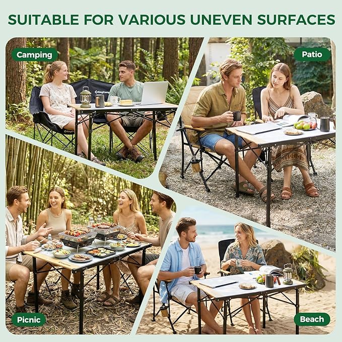 KingCamp Camping Table Folding Portable Table Aluminum Roll Up Lightweight Foldable Large Camp Table for Indoor Outdoor Picnic Backyard, 53.5"X27.5"