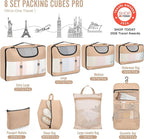 Veken 8 Set Packing Cubes for Travel Essentials, Suitcase Organizer Bags in 4 Sizes, Carry-On Luggage Accessories with Large Laundry & Hanging Toiletry Bag, Must-Have for Airplane, Road Trip & Camping