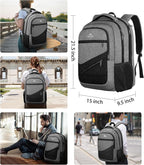 MATEIN Extra Large Laptop Backpack 18.4 Inch, Airplane Approved Travel Backpack with Luggage Strap and Anti Theft Pocket, 50 L College Computer Carry On, Gifts for Business Work Men, Grey Black