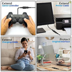 3 Pack USB Extension Cable 12 FT, USB 2.0 Type A Male to Female Extender Cord Adapter, Compatible with Printer, Keyboard, Mouse, Flash Drive, Hard Drive, Controller, Black Cable with 5 Cable Ties