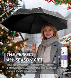 Windproof Travel Umbrella - Manual Open Close with No Rebound for Seniors & Kids, 43" Compact and Portable for Rain, Thoughtful Gift for Wife Husband Child