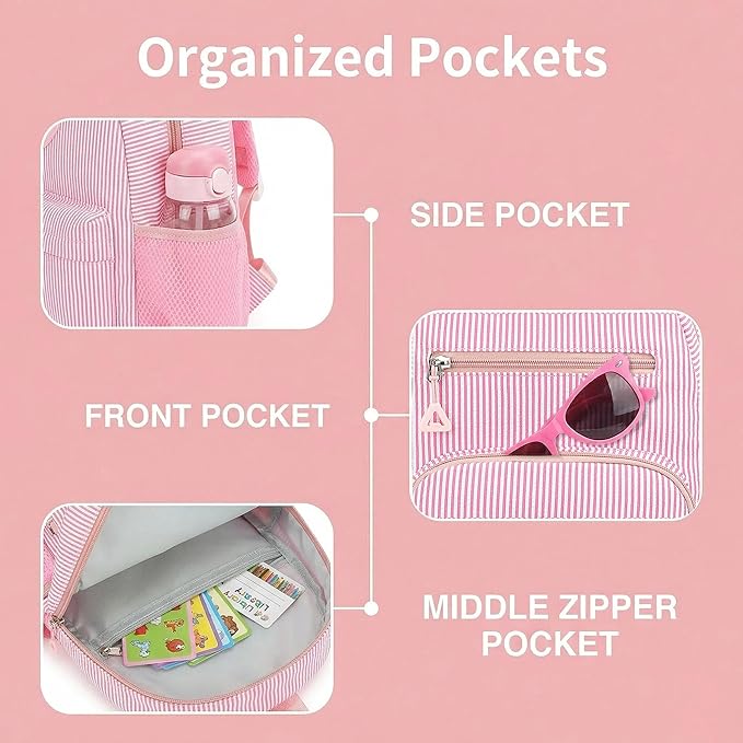Mini Toddler Backpack for Girls 2-4, Cute Personalized Preschool Kindergarten Backpack for Kids Birthday Gifts (Pink G)