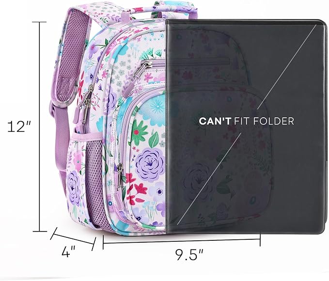 mibasies Toddler Backpack for Girls 2-4: Preschool Kindergarten Backpack - Cute Kids Backpacks for Girls - Flower Light Purple