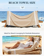 LANE LINEN Beach Towel 4 Pack, Oversized Beach Towels for Adults, Lightweight Travel Beach Towels, Pre-Washed for Soft Hand Feel, Quick Dry Beach Towels, 39"x71" - Beige