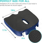 Benazcap X Large Memory Seat Cushion for Office Chair Sciatica & Back Pain Relief Memory Foam Firm Coccyx Pad for Car, Wheelchair, Gaming Chair and Desk Chair, Blue