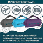 PAVILIA Travel Blanket Airplane Compact with Bag, Soft Packable Plane Blanket Kids Adults, Portable Camping Flight Essentials, Travelers Gifts Accessories, Luggage Backpack Strap, 65x40 Purple